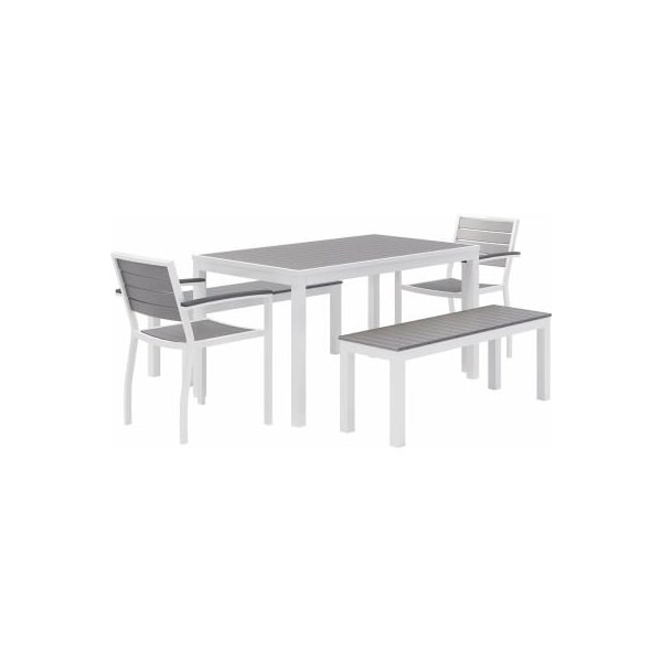 Kfi Seating 5 Piece Outdoor Dining Set, Gray w/ White Frame OL5601WHGY-2-BN5600WHGY-2-T3255WHGY - main